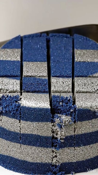 Satisfying Kinetic Sand Slicing: Precision Checkerboard Pattern ASMR