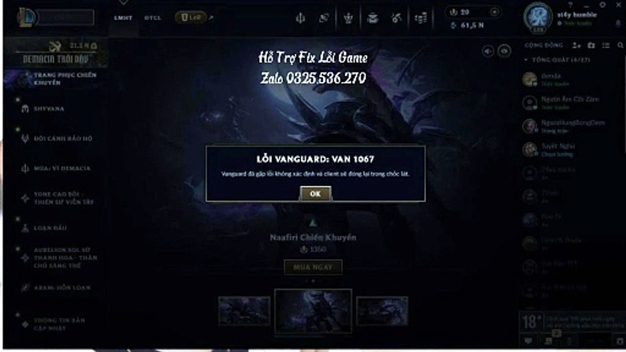 Dịch Vụ Fix Lỗi VAN 1067 Riot Vanguard – Sửa Lỗi Không Vào Được Liên Minh Huyền Thoại