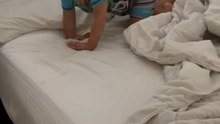 Little one finds solace and camaraderie with the family's new puppy