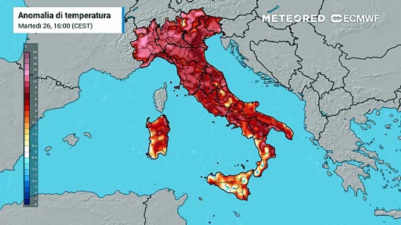 Mappa relativa alle anomalie di temperatura