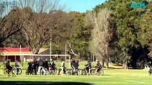 Youths on bikes tear through soccer match