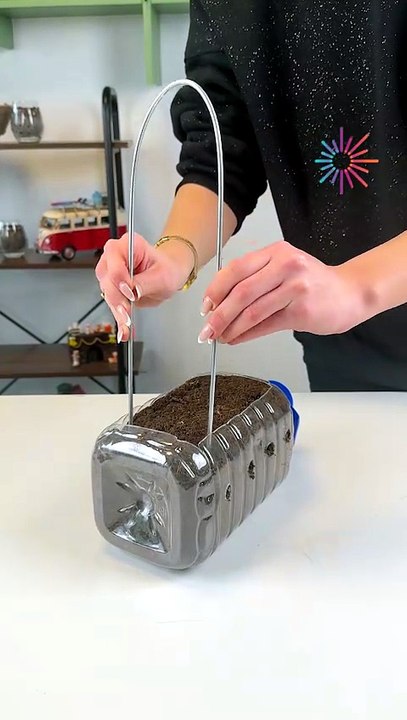 Upcycle bottle into plant holder ♻️🌱