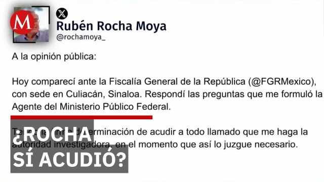 Persisten dudas sobre comparecencia de Rubén Rocha ante la FGR en Culiacán