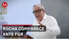 Rubén Rocha y cinco funcionarios comparecen ante la FGR en Culiacán