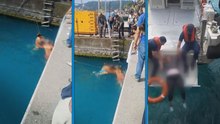 Sarıyer'de denizde baygınlık geçiren kadının kurtarılma anı kamerada