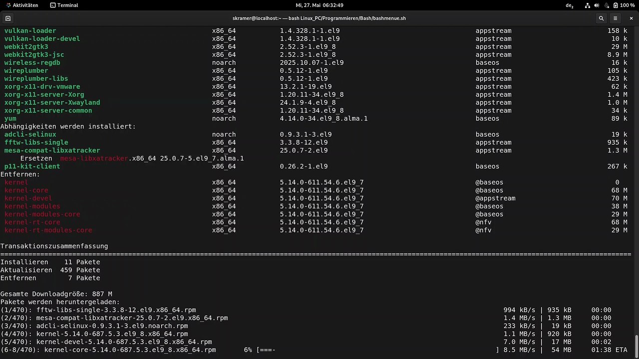 Upgrade von AlmaLinux 9.7 auf AlmaLinux 9.8