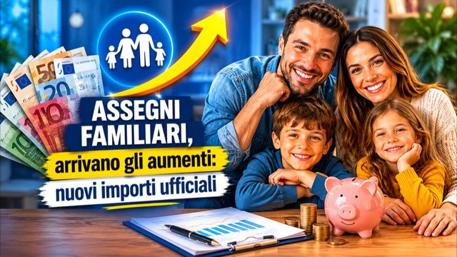 ASSEGNI FAMILIARI, arrivano gli aumenti nuovi importi ufficiali
