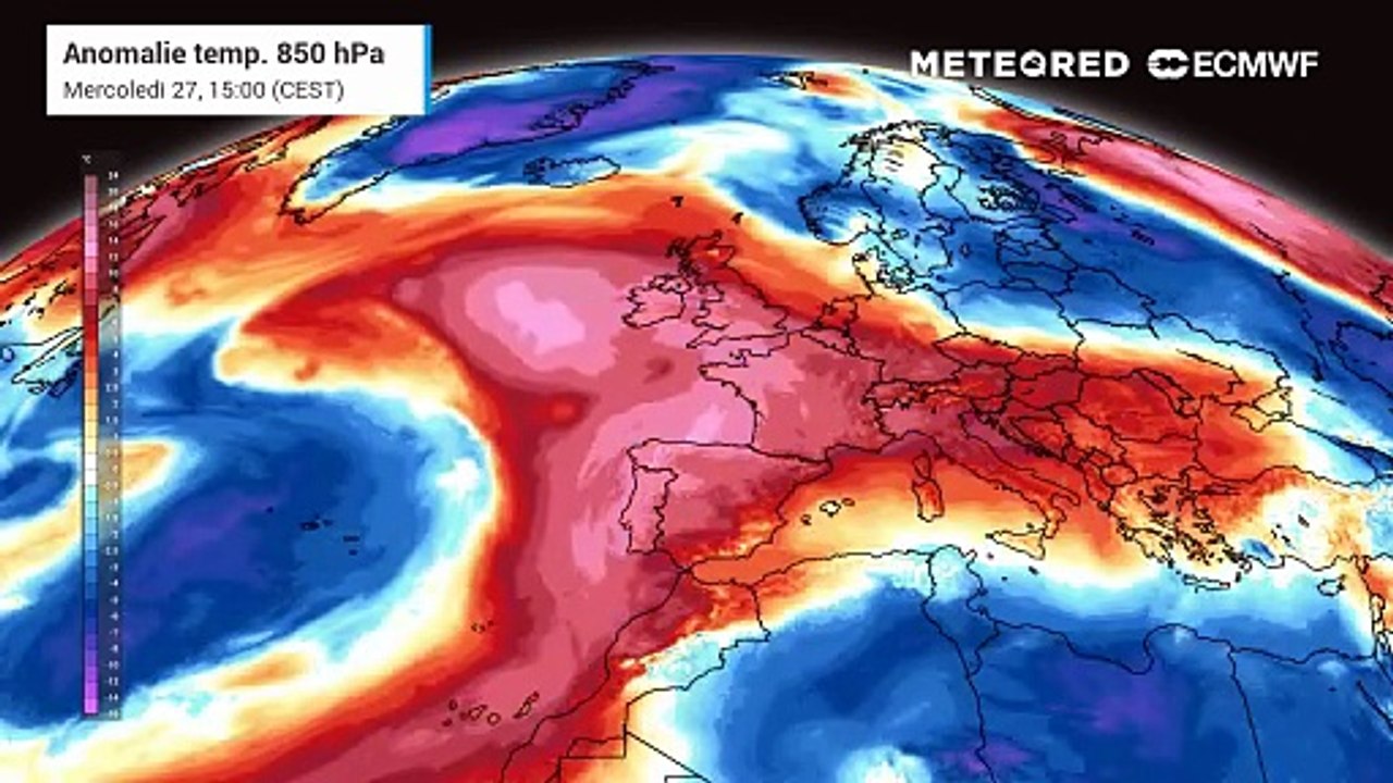 La cellula anticiclonica che ha prodotto una prima e intensa ondata di calore sull'Europa tenderà ad indebolirsi parzialmente nei prossimi giorni. L'ondata di calore, quindi, è destinata a ridursi.