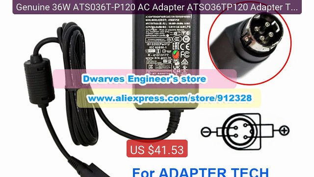 Genuine 36W ATS036T-P120 AC Adapter ATSO36TP120 Adapter Tech 1... Hot Deal 2026 | Limited Offer!