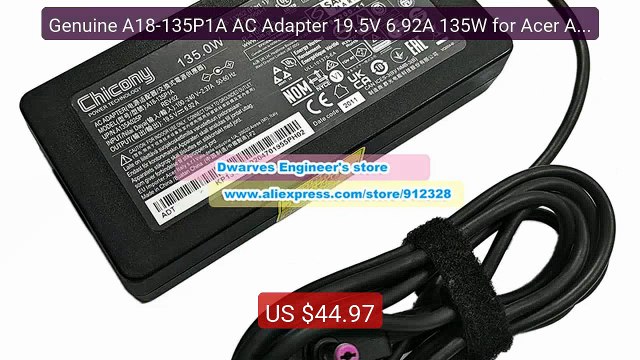 Genuine A18-135P1A AC Adapter 19.5V 6.92A 135W for Acer ASPIRE VX 1... Top Rated 2026 | Buy Now!