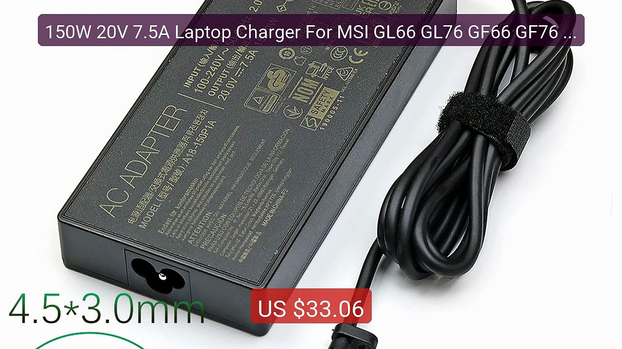 150W 20V 7.5A Laptop Charger For MSI GL66 GL76 GF66 GF76 15... -- Top Pick 2026 | Unbeatable Price!