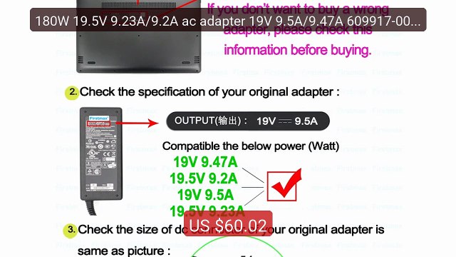 180W 19.5V 9.23A/9.2A ac adapter 19V 9.5A/9.47A 609917-001 ... Top Pick 2026 | Unbeatable Price!