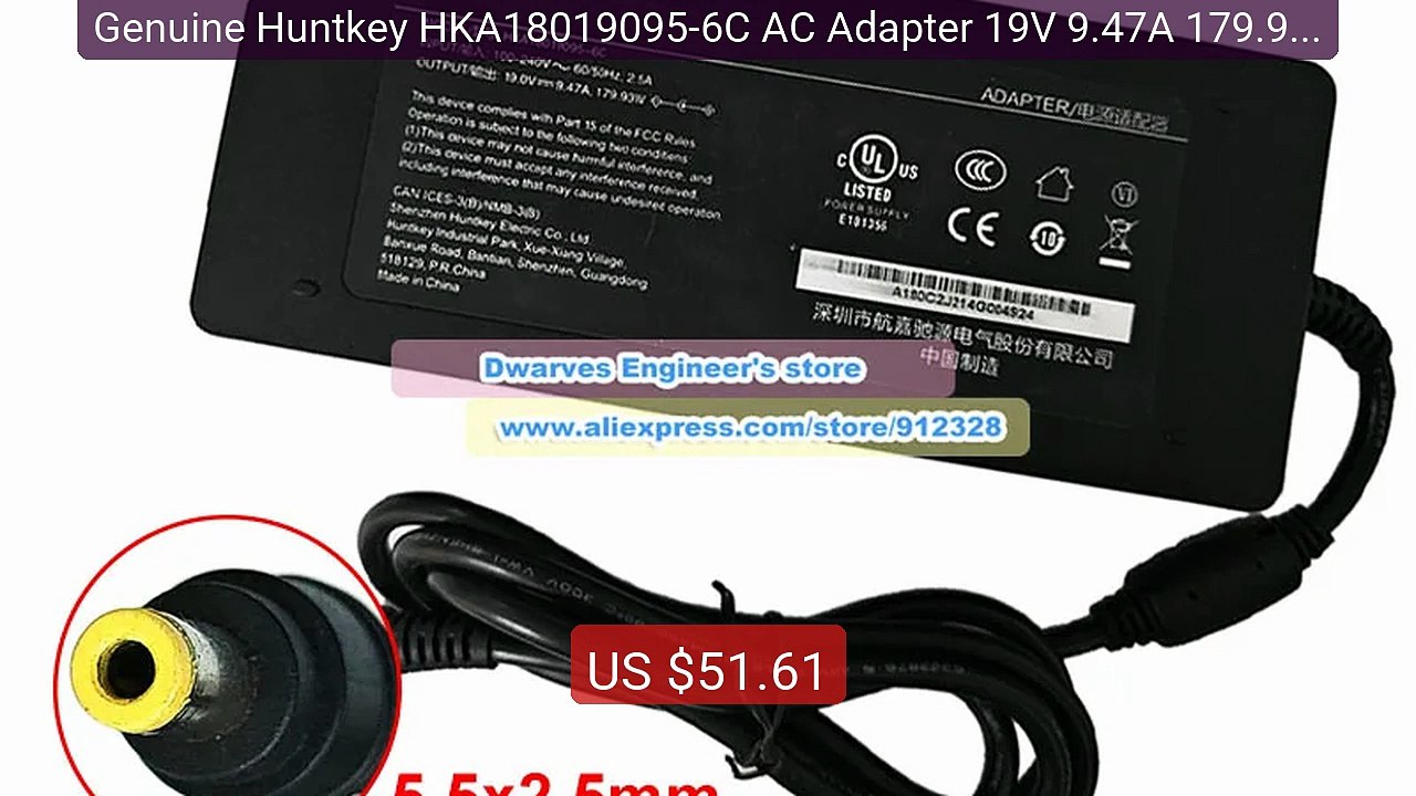 Genuine Huntkey HKA18019095-6C AC Adapter 19V 9.47A 179.93W... -- Top Pick 2026 | Unbeatable Price!