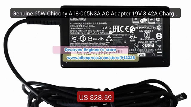 Genuine 65W Chicony A18-065N3A AC Adapter 19V 3.42A Charger fo... Best Buy 2026 | Great Quality!