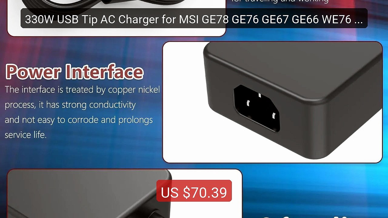 330W USB Tip AC Charger for MSI GE78 GE76 GE67 GE66 WE76 GE67HX Vec... -- Top Rated 2026 | Buy Now!