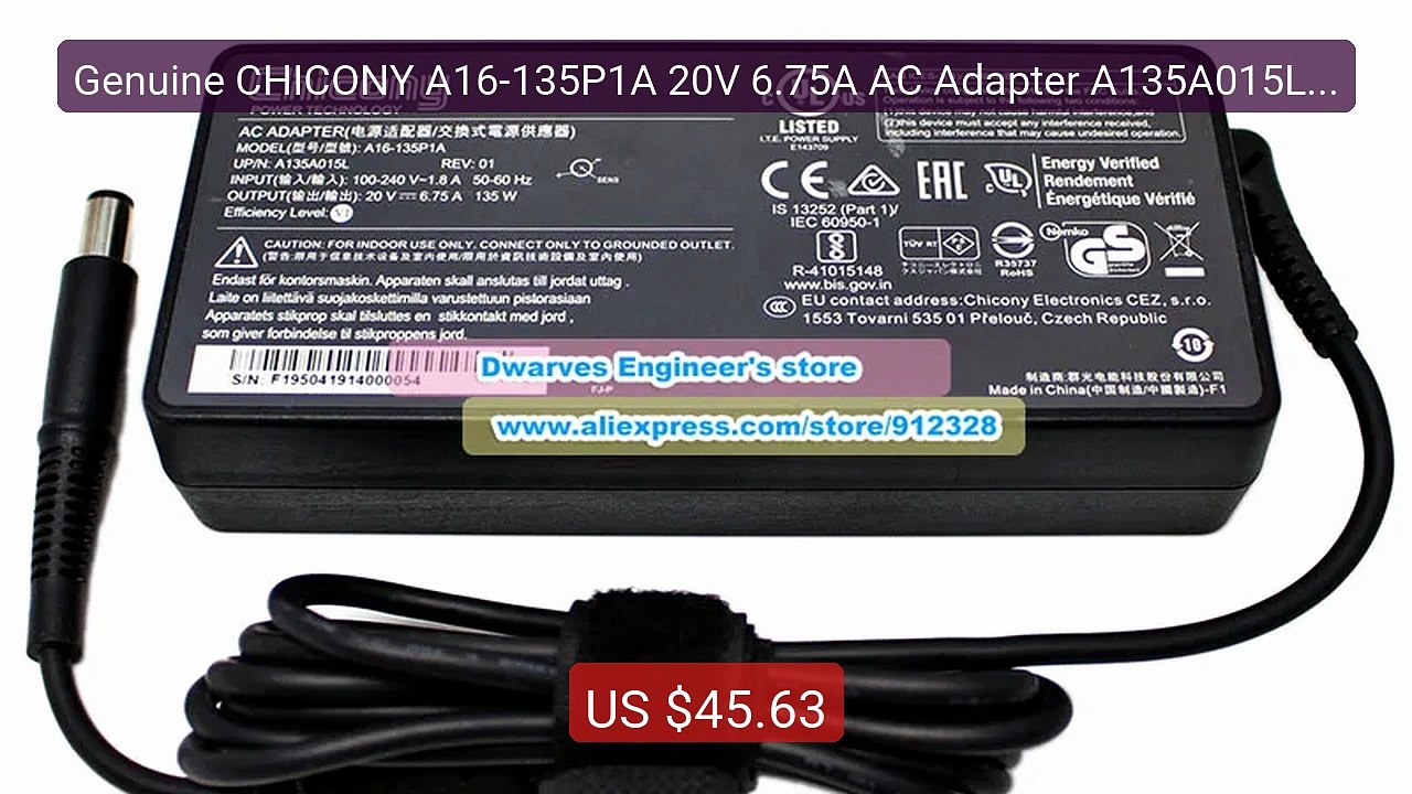 Genuine CHICONY A16-135P1A 20V 6.75A AC Adapter A135A015L A... -- Top Pick 2026 | Unbeatable Price!