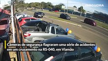 Vídeos mostram sequência de acidentes em trecho da RS-040, em Viamão