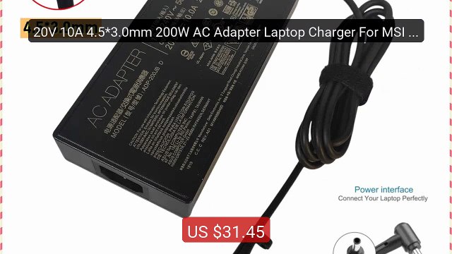 20V 10A 4.5*3.0mm 200W AC Adapter Laptop Charger For MSI Chico... Best Buy 2026 | Great Quality!
