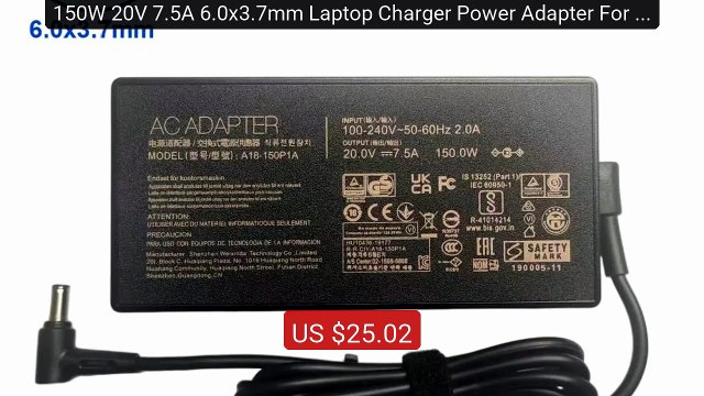 150W 20V 7.5A 6.0x3.7mm Laptop Charger Power Adapter For Asus TUF ... Best Deal 2026 | Shop Now!