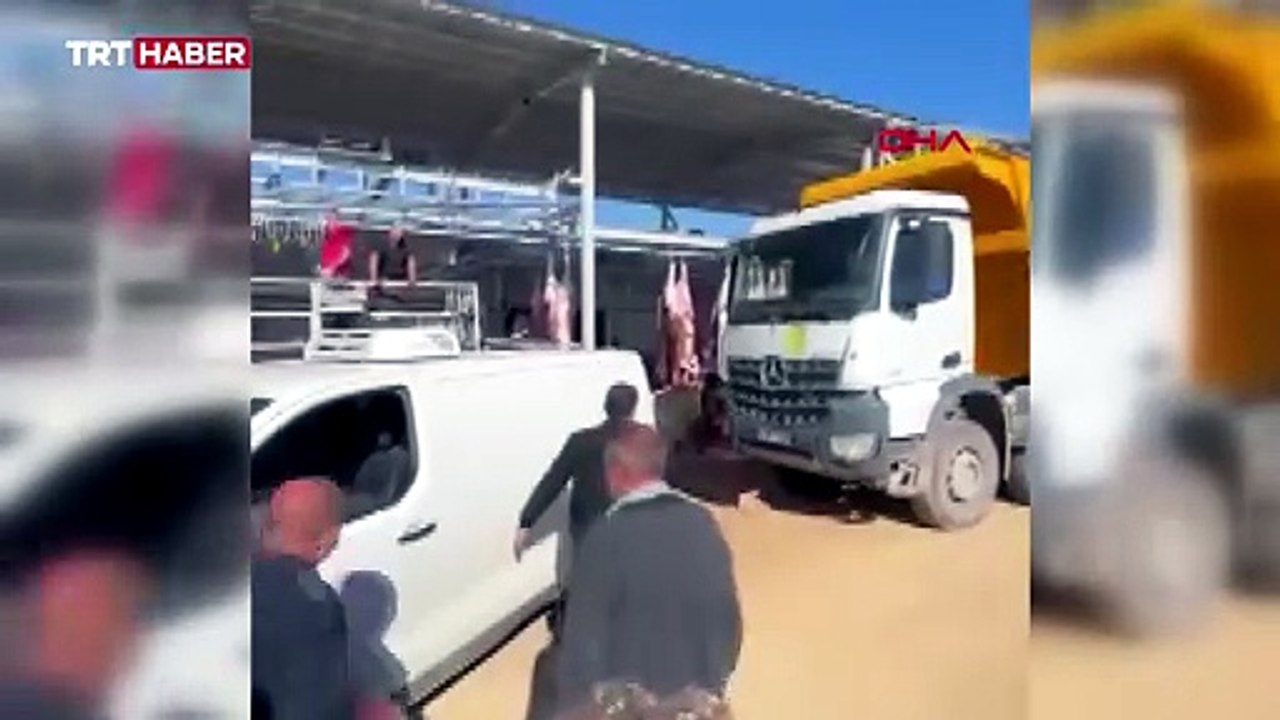 Ankara'da kesimden kaçan kurbanlık kornaya bastı