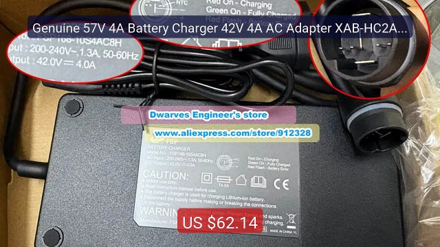 Genuine 57V 4A Battery Charger 42V 4A AC Adapter XAB-HC2A1 FSP168-... Best Deal 2026 | Shop Now!