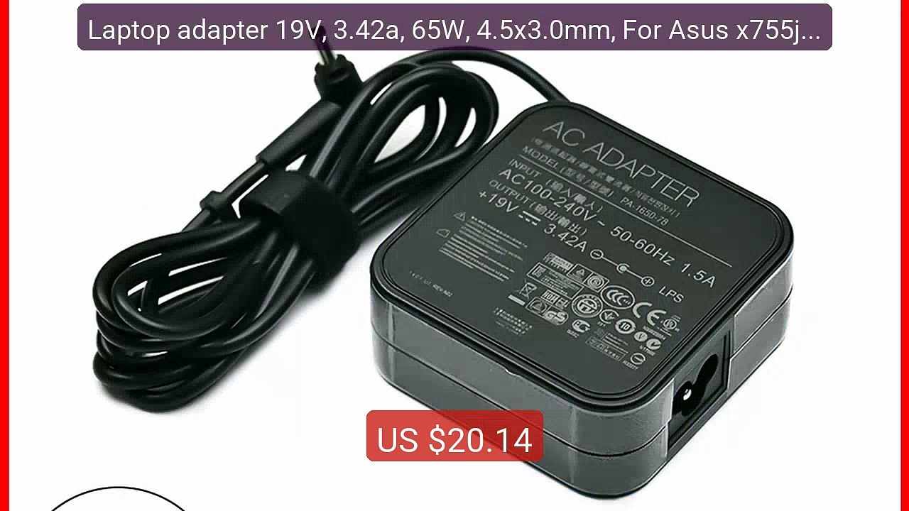 Laptop adapter 19V, 3.42a, 65W, 4.5x3.0mm, For Asus x755j, ux... -- Amazing Value 2026 | Must Have!