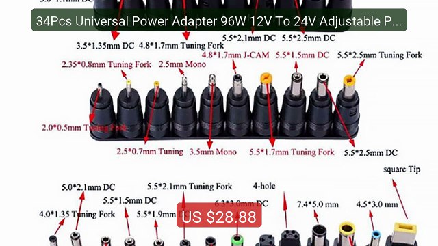34Pcs Universal Power Adapter 96W 12V To 24V Adjustable Porta... Amazing Value 2026 | Must Have!