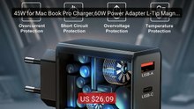 45W for Mac Book Pro Charger,60W Power Adapter L-Tip Magnetic Conne... -- Top Rated 2026 | Buy Now!