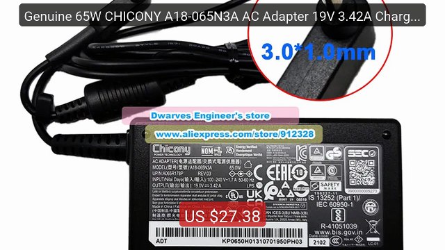 Genuine 65W CHICONY A18-065N3A AC Adapter 19V 3.42A Charger fo... Best Buy 2026 | Great Quality!