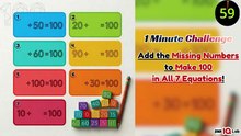 #IQTest 🧠🔦 Add the Missing Numbers to Make 100 in All 7 Equations! ➕️