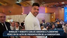 Ronaldo y Roberto Carlos arropan a Florentino Pérez en su acto de presentación de la candidatura