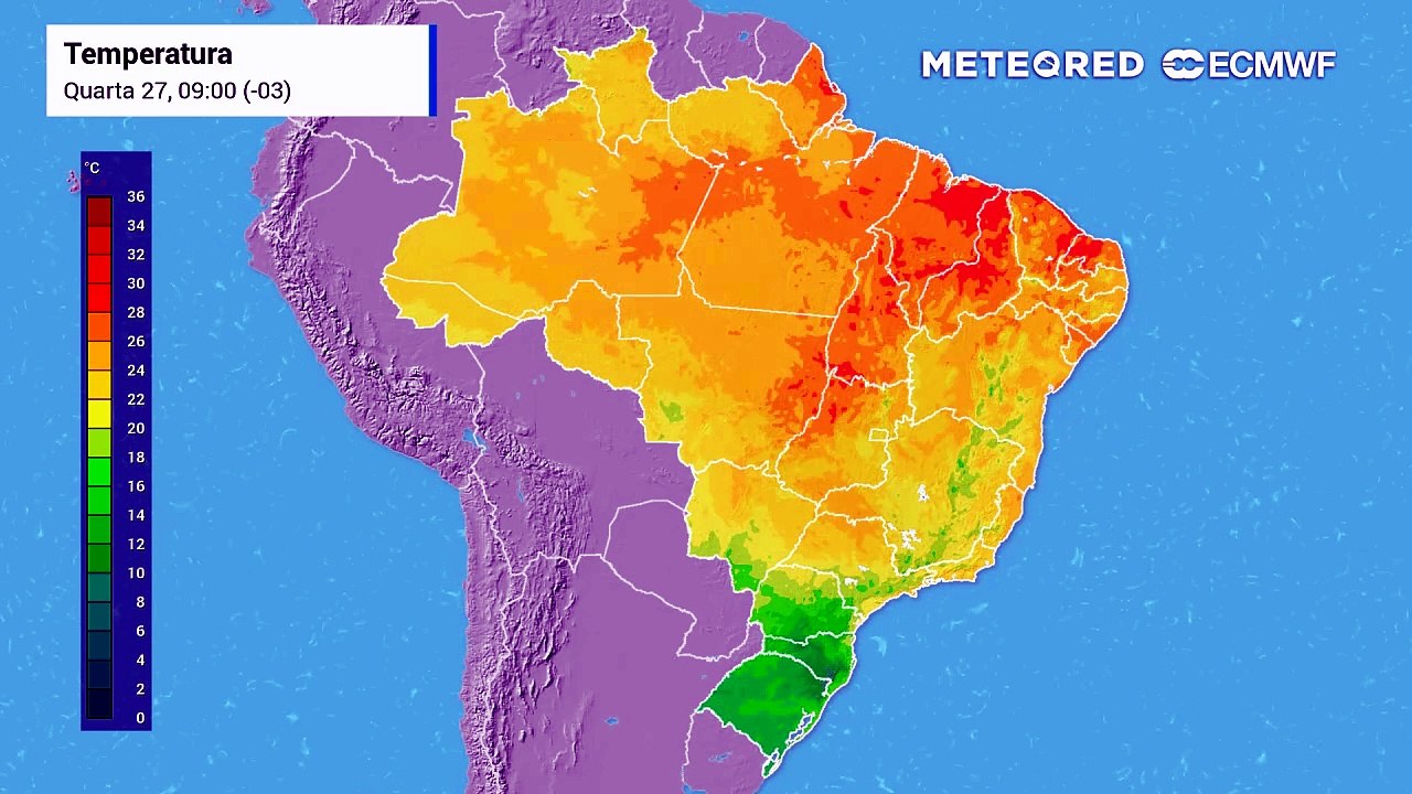 Quarta-feira, 27 de maio: Previsão de temperatura do ar