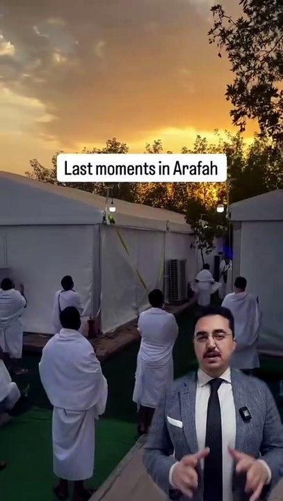 Arafatta Arefe günü güneş batmaya başladı.  Müzdelifeye intikal öncesindeki son anlar.  Bu kıym