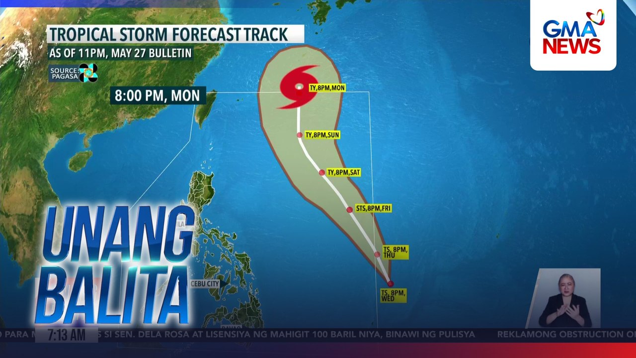 Tropical storm forecast track (as of 11pm, May 27 bulletin) | Unang Balita