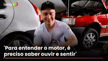 Sucesso nas redes, mecânico cego diz que interesse pela profissão surgiu ao ajudar o pai