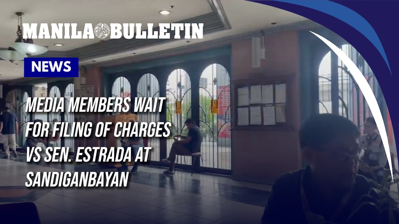 Media members wait for filing of charges vs Sen. Estrada at Sandiganbayan