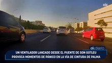 Un ventilador lanzado desde el puente de Son Gotleu provoca momentos de pánico en la Vía de Cintura de Palma