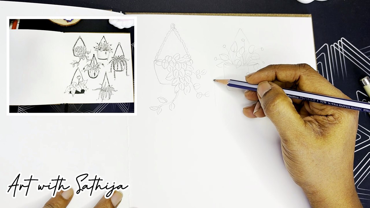 Cozy Hanging Plant Doodle Art | Simple Sketchbook Ideas