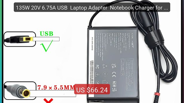135W 20V 6.75A USB Laptop Adapter Notebook Charger for Lenov... Best Buy 2026 | Great Quality!