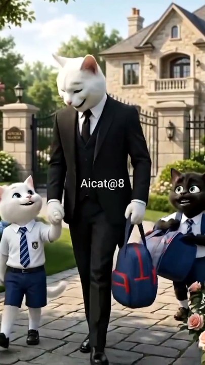 😸 with cute. Kitten going to school story
