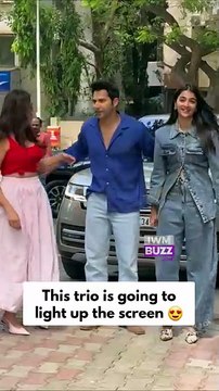 The trio is all set! Varun Dhawan, Pooja Hegde, and Mrunal Thakur spreading joy while promoting