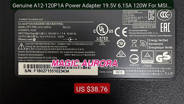 Genuine A12-120P1A Power Adapter 19.5V 6.15A 120W For MSI GS70... Hot Deal 2026 | Limited Offer!