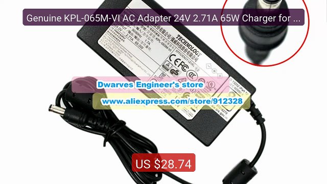 Genuine KPL-065M-VI AC Adapter 24V 2.71A 65W Charger for CWT Monito... Top Rated 2026 | Buy Now!