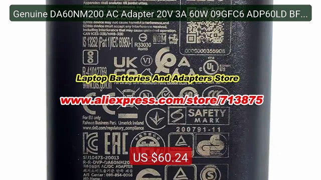 Genuine DA60NM200 AC Adapter 20V 3A 60W 09GFC6 ADP60LD BF for DELL ... Top Rated 2026 | Buy Now!