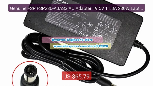 Genuine FSP FSP230-AJAS3 AC Adapter 19.5V 11.8A 230W Laptop... Top Pick 2026 | Unbeatable Price!