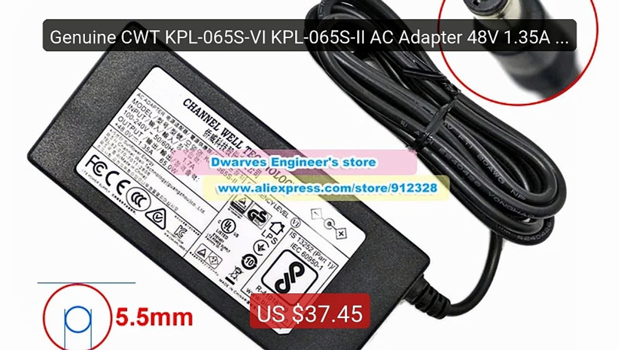 Genuine CWT KPL-065S-VI KPL-065S-II AC Adapter 48V 1.35A 65W Charge... -- Top Rated 2026 | Buy Now!