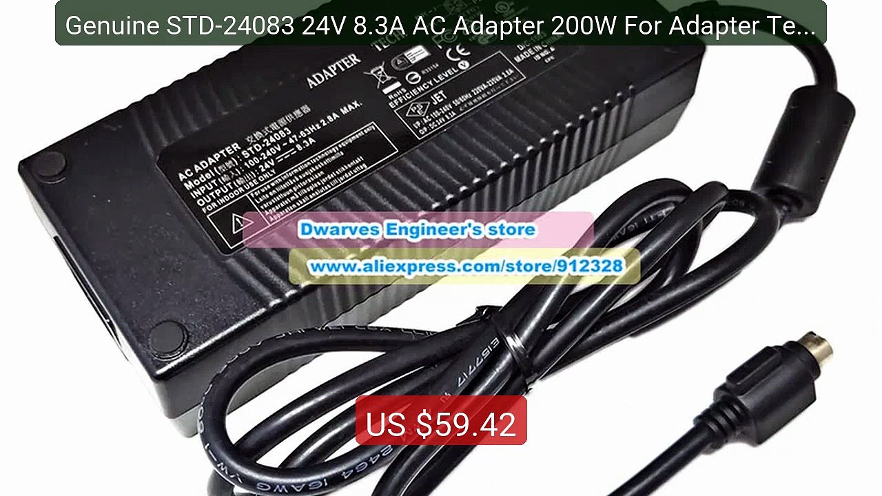 Genuine STD-24083 24V 8.3A AC Adapter 200W For...
