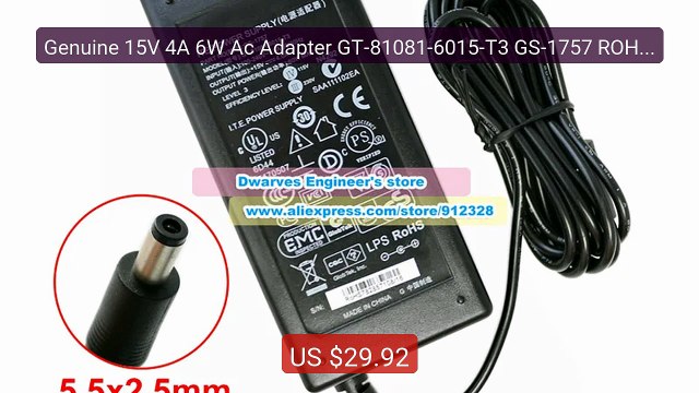 Genuine 15V 4A 6W Ac Adapter GT-81081-6015-T3 GS-1757 ROHS7828571 L... Top Rated 2026 | Buy Now!