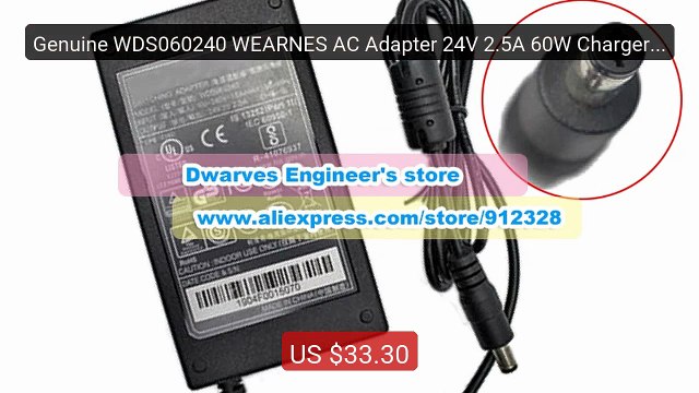 Genuine WDS060240 WEARNES AC Adapter 24V 2.5A 60W Charger for TSC ... Best Deal 2026 | Shop Now!