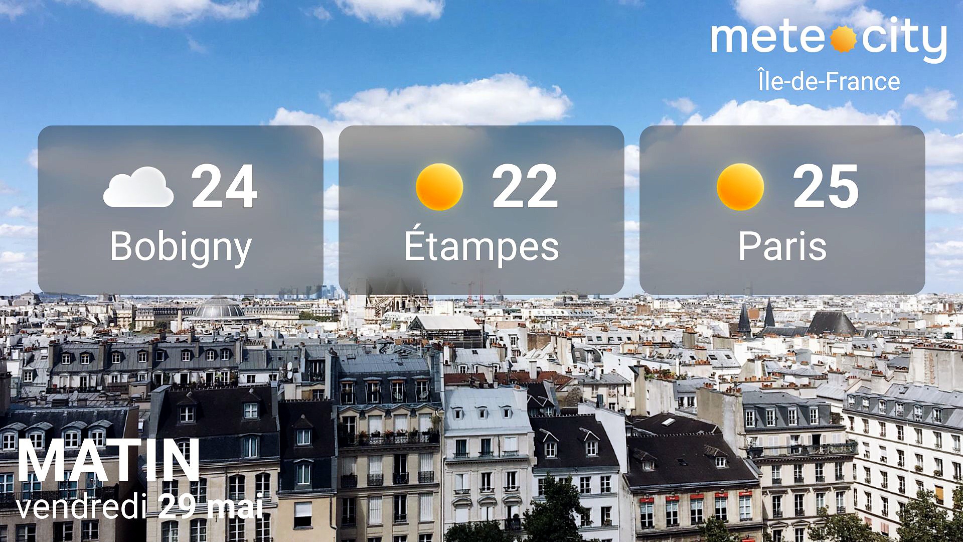 Bulletin météo Île-de-France du vendredi 29 mai 2026